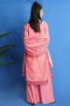 Palazzo Suit in Pink Chanderi silk with Digital print