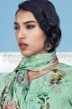 Salwar Kameez in Green Cotton with Digital print