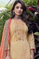 Cotton Palazzo Suit in Beige with Digital print