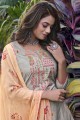 Cotton Palazzo Suit with Digital print in Grey