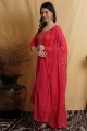 Magenta Palazzo Suit with Thread Cotton