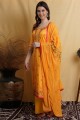 Yellow Palazzo Suit in Cotton with Thread