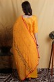 Yellow Palazzo Suit in Cotton with Thread