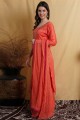 Peach Palazzo Suit in Cotton with Thread