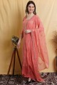 Thread Silk Pink Palazzo Suit with Dupatta