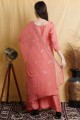 Thread Silk Pink Palazzo Suit with Dupatta