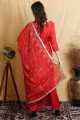 Palazzo Weaving Suit in Red Silk