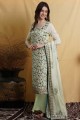 Green Palazzo Suit in Silk with Embroidered