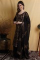 Palazzo Suit in Black Silk with Embroidered