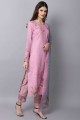 Digital print Cotton Palazzo Suit in Pink with Dupatta