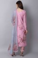 Digital print Cotton Palazzo Suit in Pink with Dupatta