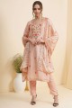 Silk Palazzo Suit in Peach with Thread