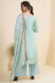 Teal  Palazzo Suit in Thread Silk