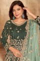 Faux georgette Embroidered Green Anarkali Suit with Dupatta