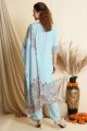 Palazzo Suit in Sky blue Crepe with Digital print