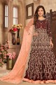Anarkali Suit Maroon  in Embroidered Faux georgette