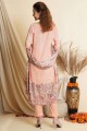 Palazzo Suit in Peach Crepe with Digital print