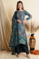 Crepe Palazzo Suit in Teal with Digital print