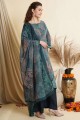 Crepe Palazzo Suit in Teal with Digital print