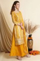 Diwali Palazzo Suit in Yellow Georgette with Lace