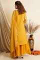 Diwali Palazzo Suit in Yellow Georgette with Lace