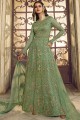 Diwali  Anarkali Suit in Green Net with Thread
