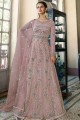 Diwali Net Anarkali Suit with Thread in Pink