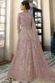 Diwali Net Anarkali Suit with Thread in Pink