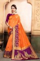 Orange & Magenta Raw Silk saree