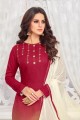 Elegant Red Rayon Cotton Palazzo Suit