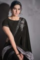 Black Hand,sequins,embroidered Lycra Saree