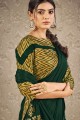 Saree in Deep green Silk with Digital print