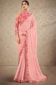 Chiffon Saree in Pink with Digital print