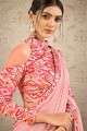 Chiffon Saree in Pink with Digital print