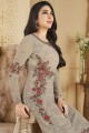 Charming Grey Foux Georgette Palazzo Suit