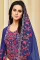 Blue Pure Upada Silk With Full Embroidery Work Palazzo Suit