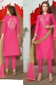 Pretty Pink Glaze Cotton Churidar Suit