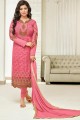 Admirable Pink Foux Georgette Churidar Suit
