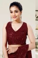 Maroon Saree in Embroidered Shimmer