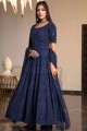 Georgette Anarkali Suit with Thread in Navy blue