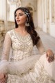 Net Palazzo Suit with Embroidered in Off white