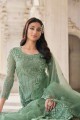 Green Palazzo Suit with Embroidered Net