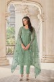 Green Palazzo Suit with Embroidered Net