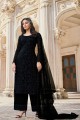 Embroidered Net Black Palazzo Suit with Dupatta