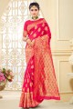 Banarasi silk Pink Karva Chauth Banarasi Saree in Weaving