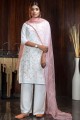 Traditional White Georgette Palazzo Suit