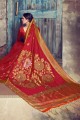 Designer Red Nylon Silk saree