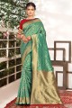 Banarasi Saree in Banarasi silk with Green Weaving