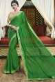 Attractive Green Chiffon Brasso saree