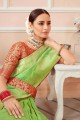 Banarasi silk Banarasi Saree with Weaving in Light green